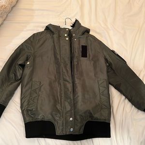 Green medium length coat